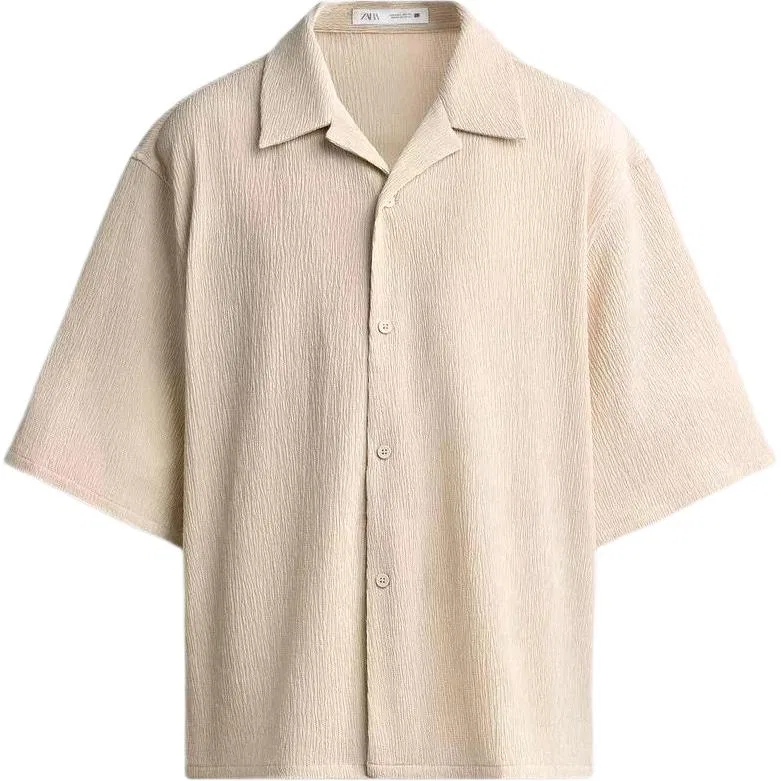 Мужская рубашка с принтом зебра Модель Beige ZARA, Zebra Print Beige