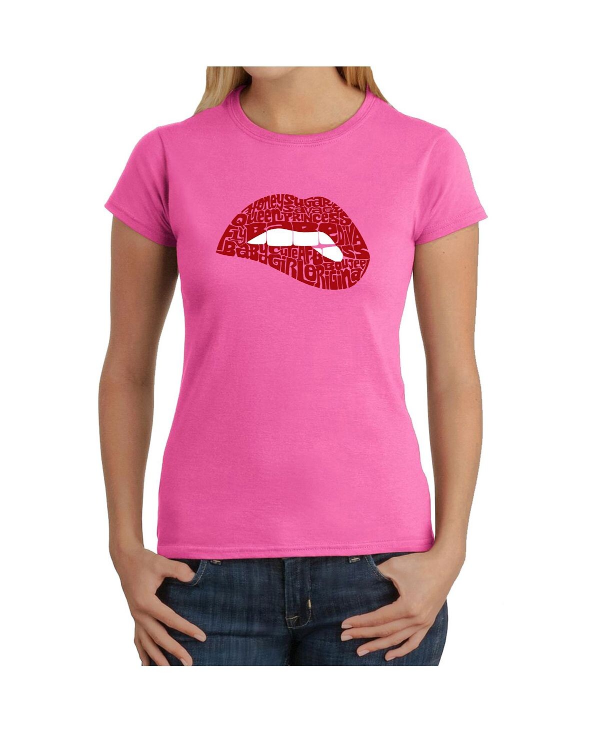

Женская футболка word art - savage lips LA Pop Art, розовый