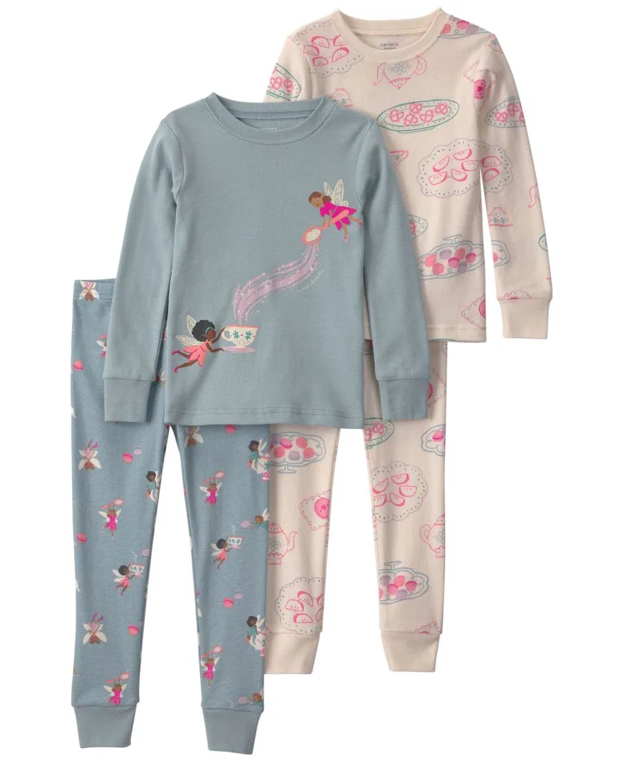 Комплект пижам из 4 предметов Fairy Tea Party Carter's, Blue/Cream