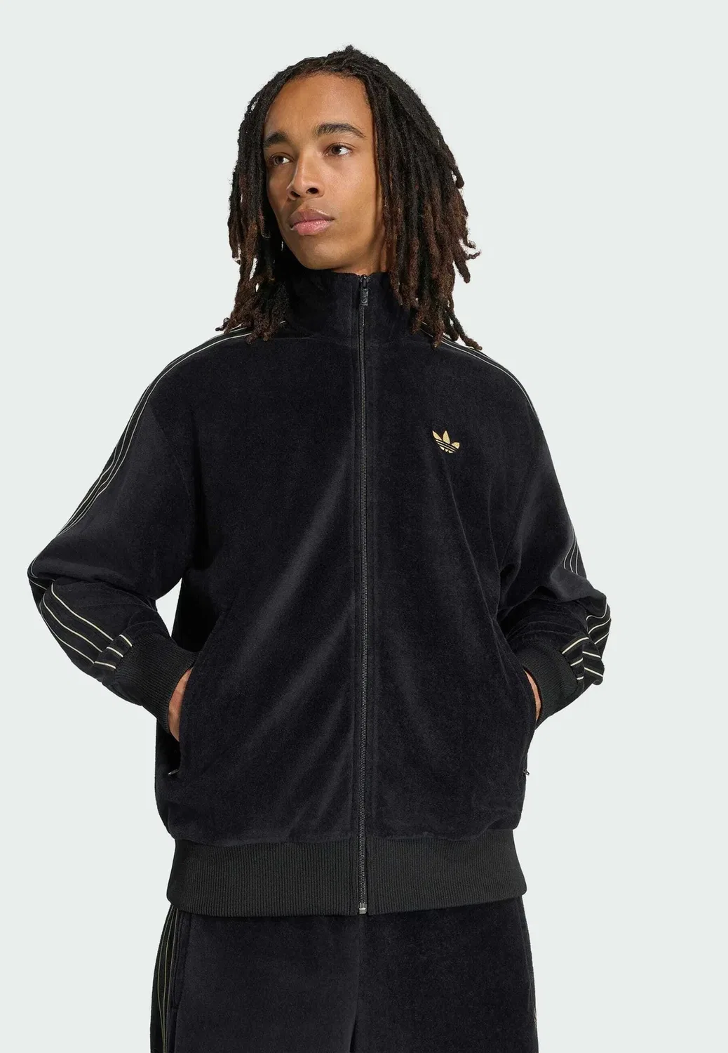 Велюровая спортивная куртка Firebird - тренировочная куртка Adidas Originals, Black — фото 4