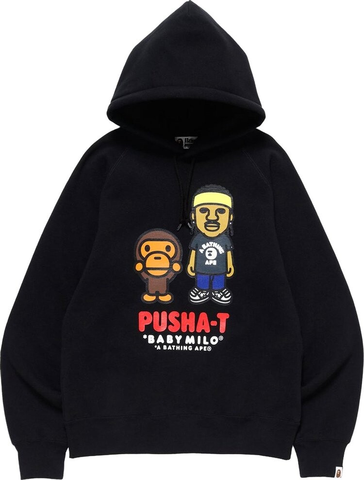 

Худи BAPE x Pusha-T Baby Milo Pullover Hoodie Black, черный