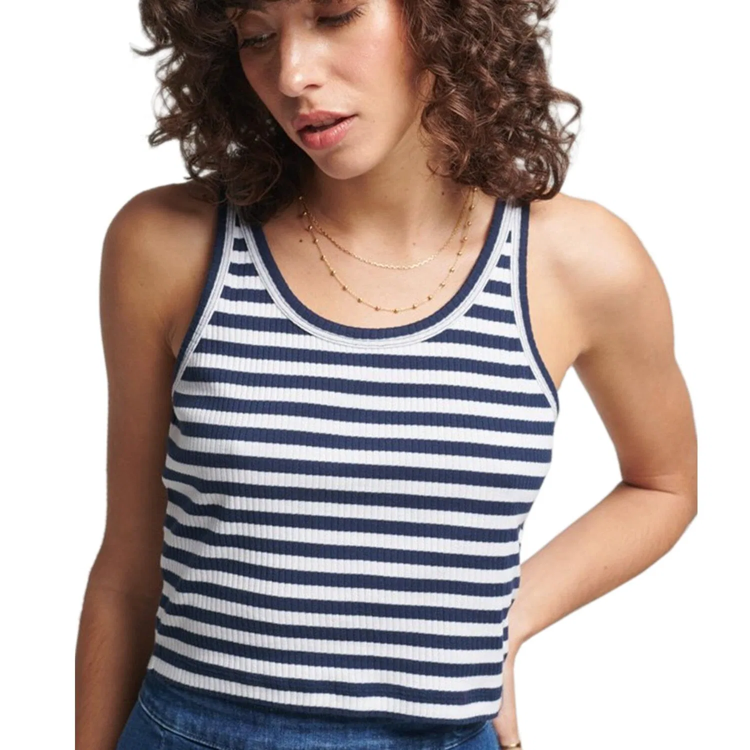 Женский хлопковое спортивный топ Superdry Vintage Crop, Darkblau