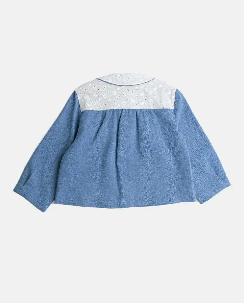 Детская куртка для девочек с комбинированной тканью NANOS, Azul Claro — фото 2