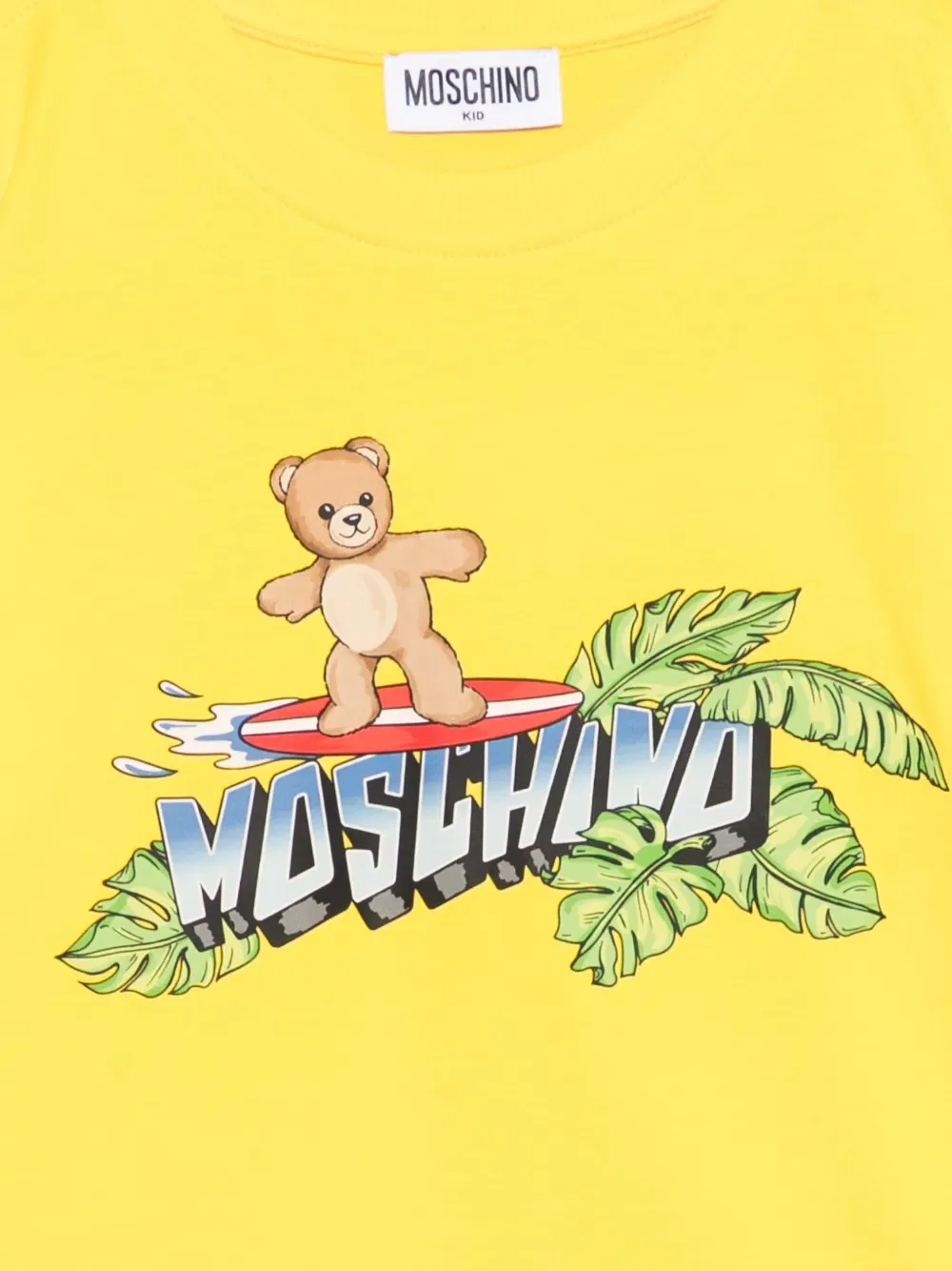 Футболка с круглым вырезом и принтом Moschino Kids, желтый — фото 3