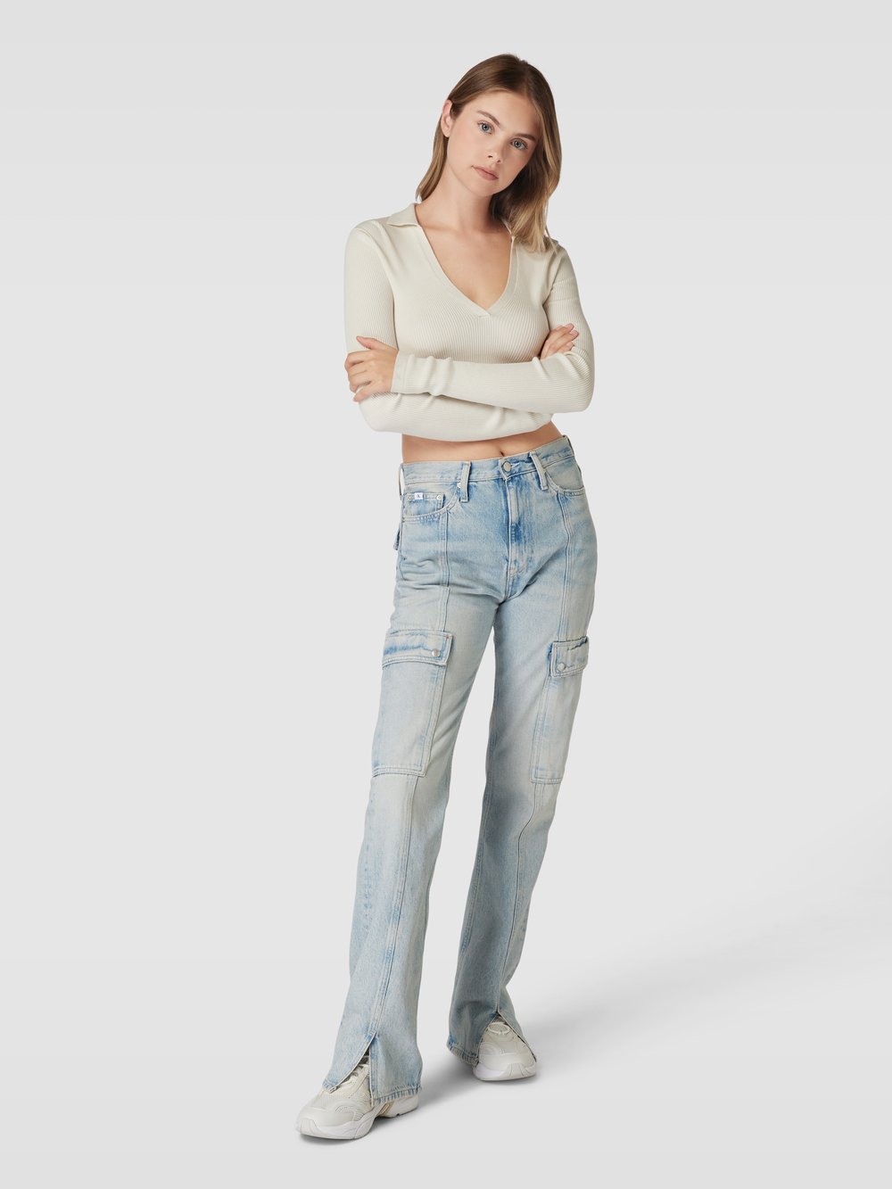 

Джинсы Bootcut с эффектом поношенности Calvin Klein Jeans, светло-голубой