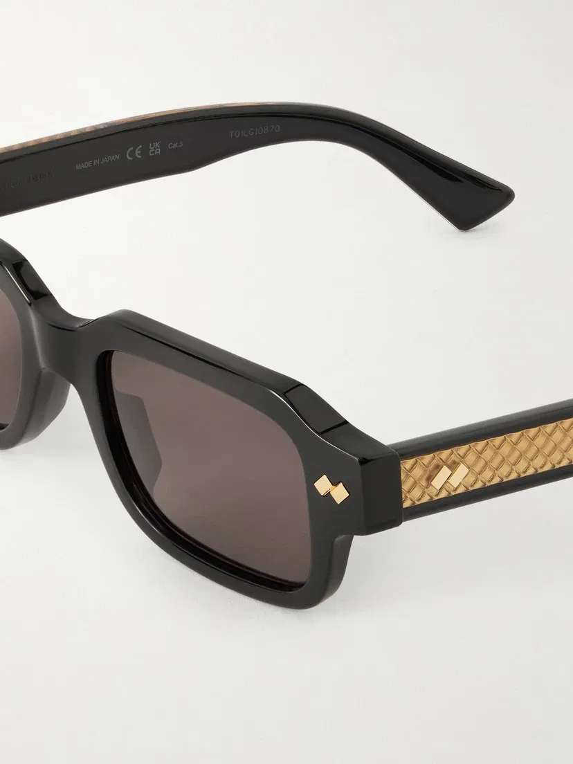 Солнцезащитные очки Intrecciato прямоугольной формы из ацетата BOTTEGA VENETA EYEWEAR, черный — фото 4