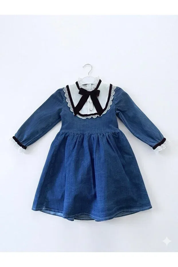 Детское платье из тюля с длинным рукавом Lina Baby Bloom, Navy Blue — фото 2