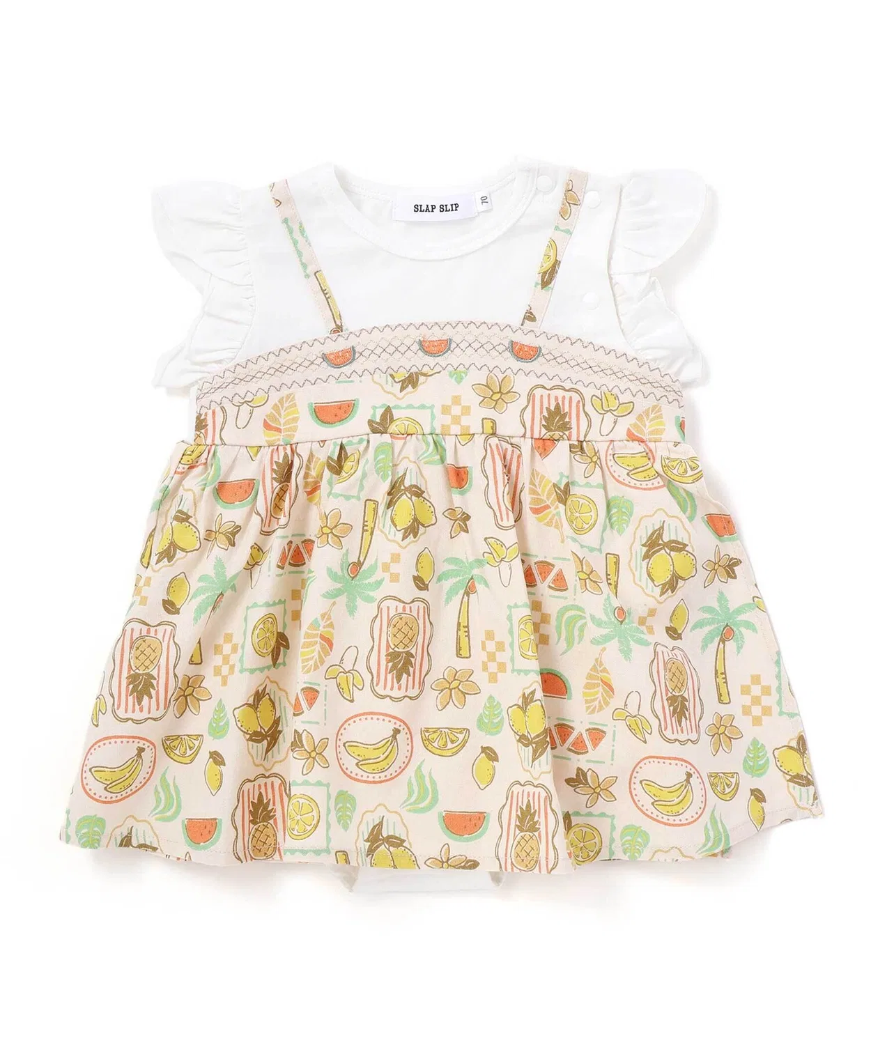 Детский комбинезон-боди с фруктовым принтом, модель Fruit Print SLAP SLIP BABY, Green — фото 2