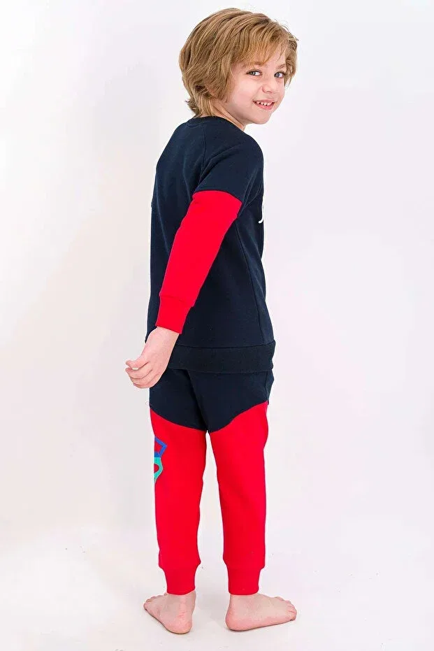 Детский спортивный костюм для мальчиков с принтом Superman Navy Blue — фото 4