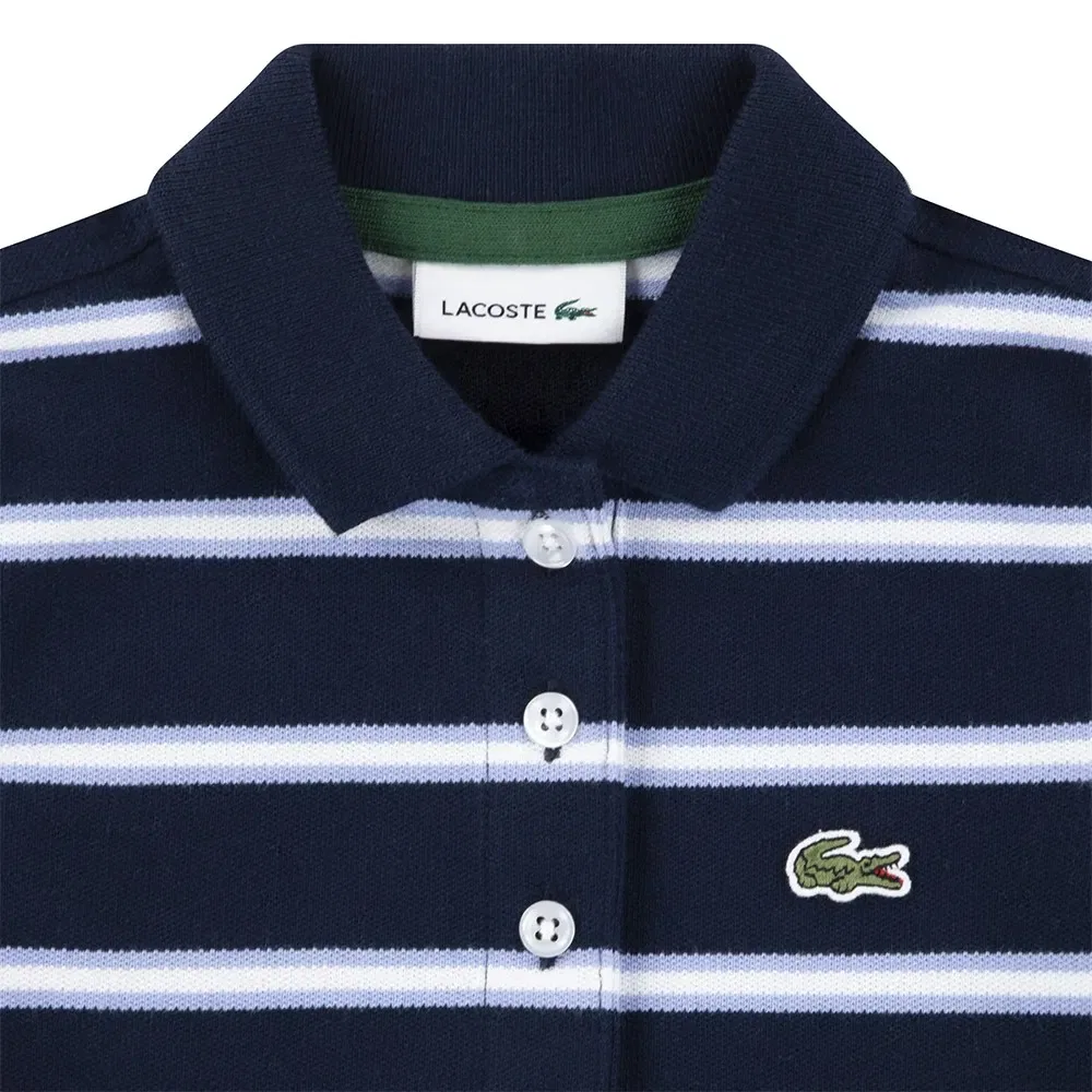 Поло с коротким рукавом в полоску Lacoste Kids, синий — фото 3
