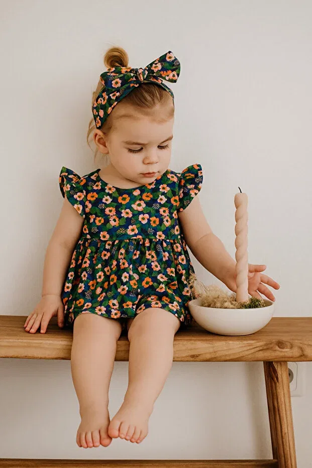 Детское платье для девочек хлопковое с оборками Rg Kidsstore, Navy Blue