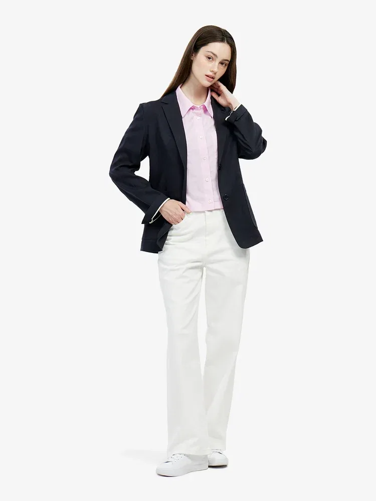 Жакет льняной LACOSTE Tailored Jacket, Navy — фото 4