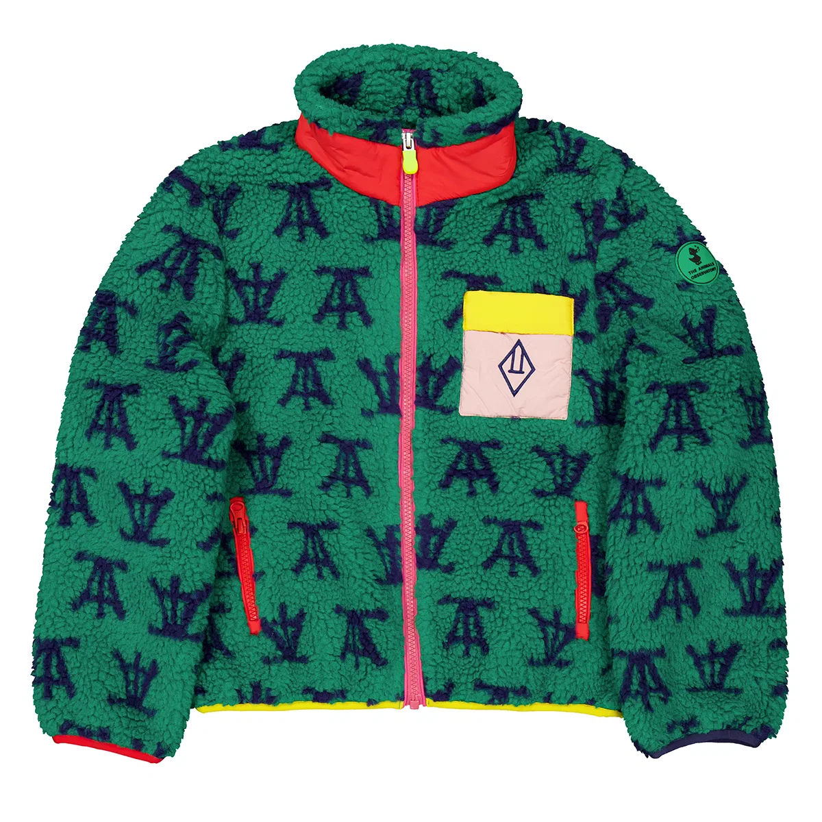 Куртка детская утеплённая с флисовой подкладкой Kids X The Animals Observatory Lavand Sheep Jacket Save The Duck, Green — фото 2