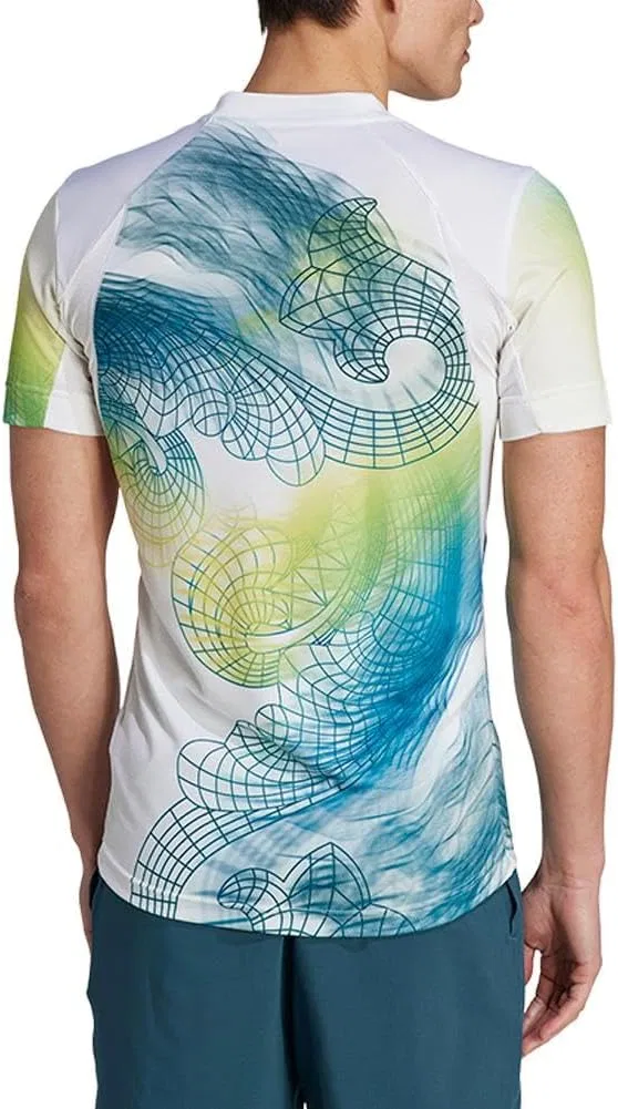 Женская футболка Freelift Tennis US Series Printed adidas, White/Lucid Lemon/Arctic Fusion — фото 3