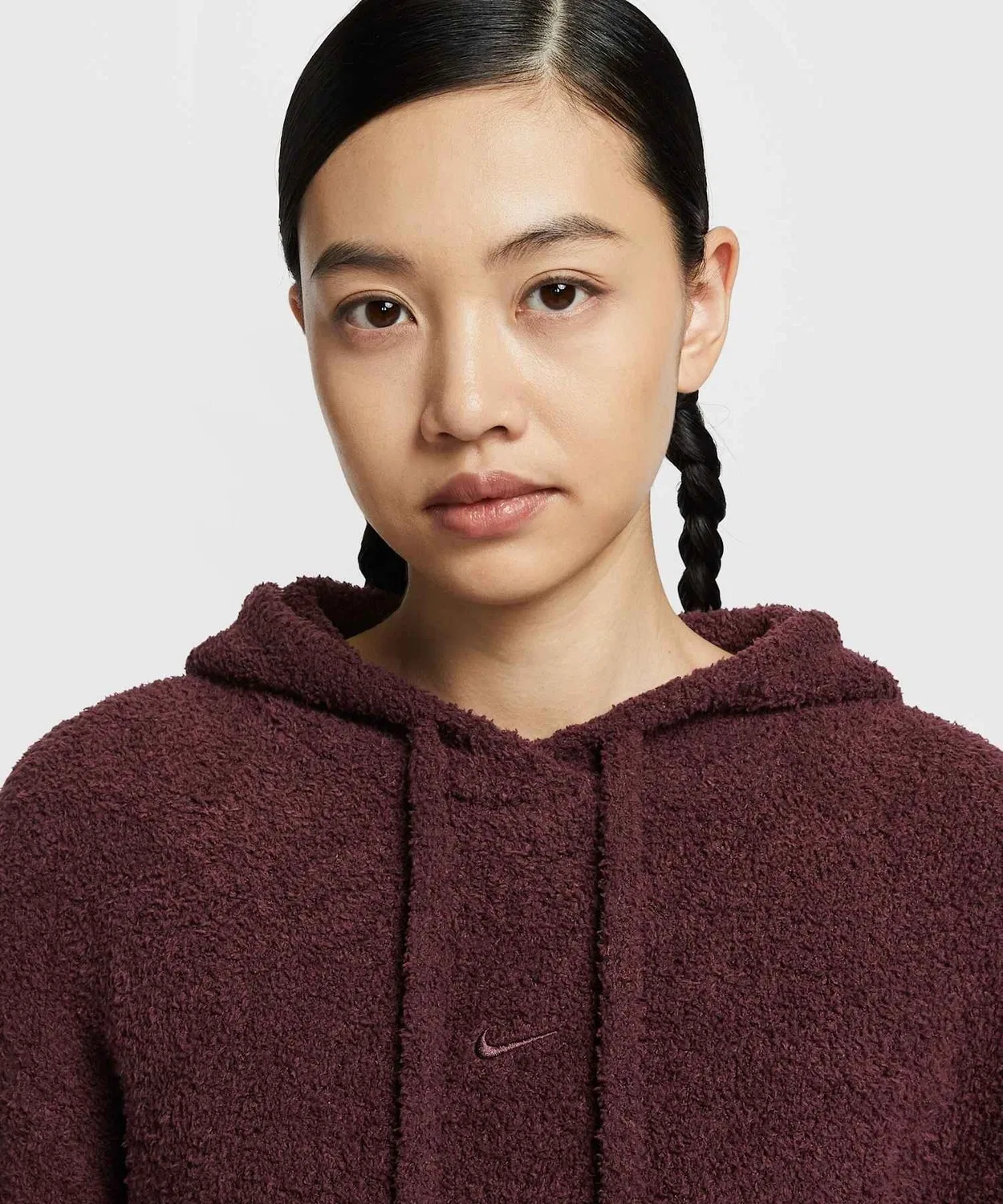 Женский свободный худи из букле с длинным рукавомNike Sportswear Phoenix Cozy Boucle, Burgundy Crush — фото 3