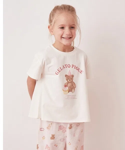 Детская футболка с принтом для девочек, модель Pajama Party Flare, gelato pique, Off White — фото 4