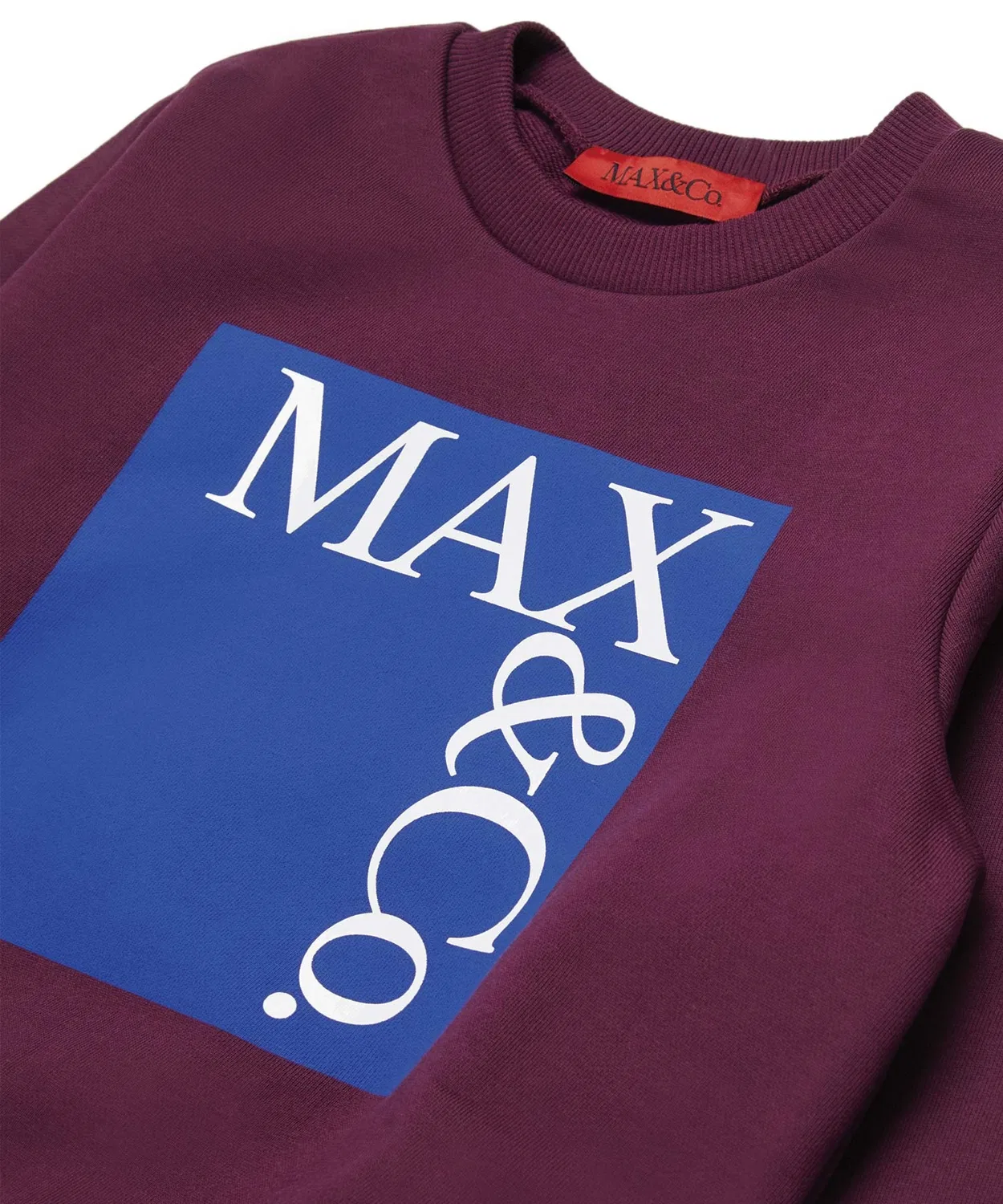 Детский свитшот с длинным рукавомс брендовым логотипом MAX&Co., Бургунди — фото 3