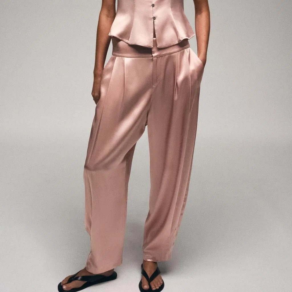 Женские повседневные брюки Pink ZARA, Розовый — фото 4