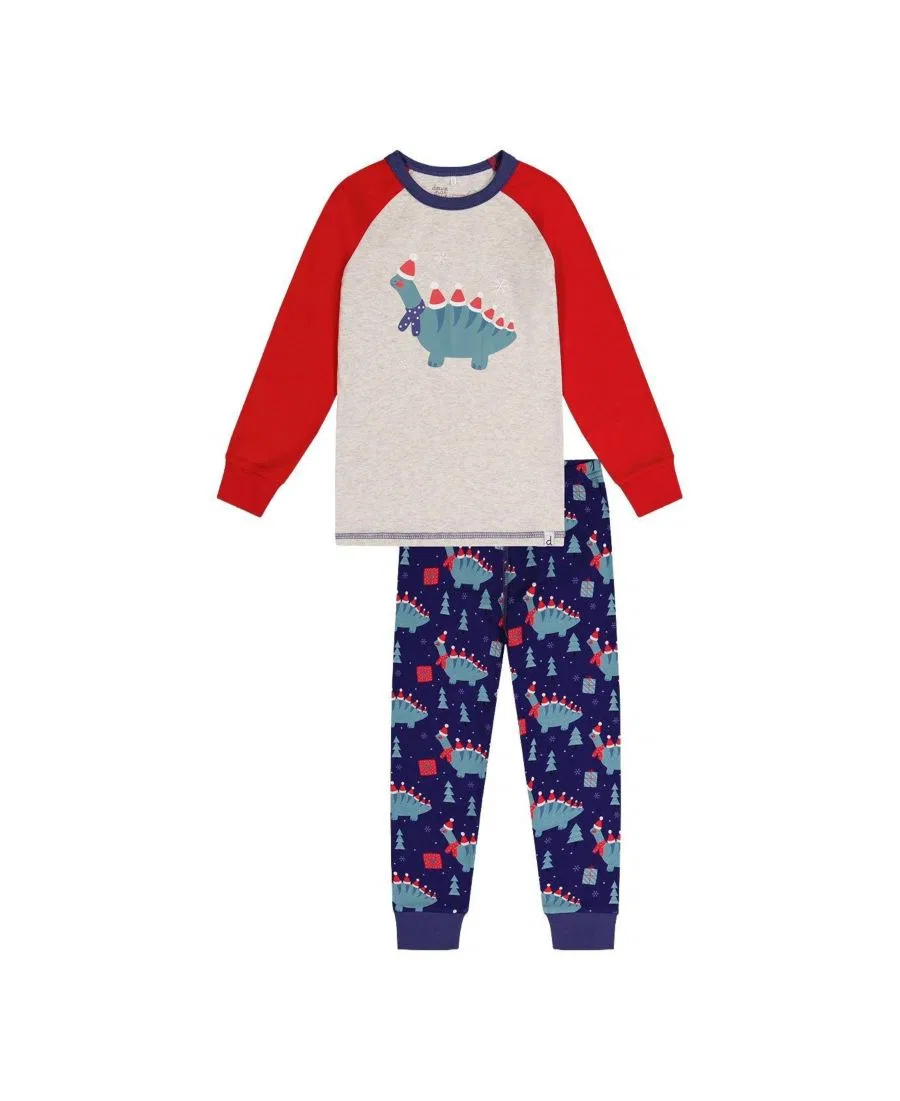 Комплект пижам из хлопка с динозаврами Deux par Deux, Blue Dinosaur Print
