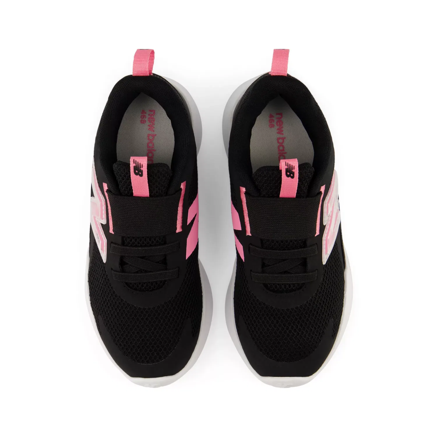 Детские кроссовки без шнуровки на сетчатой основе 468 Slip On New Balance, Black With Signal Pink — фото 4