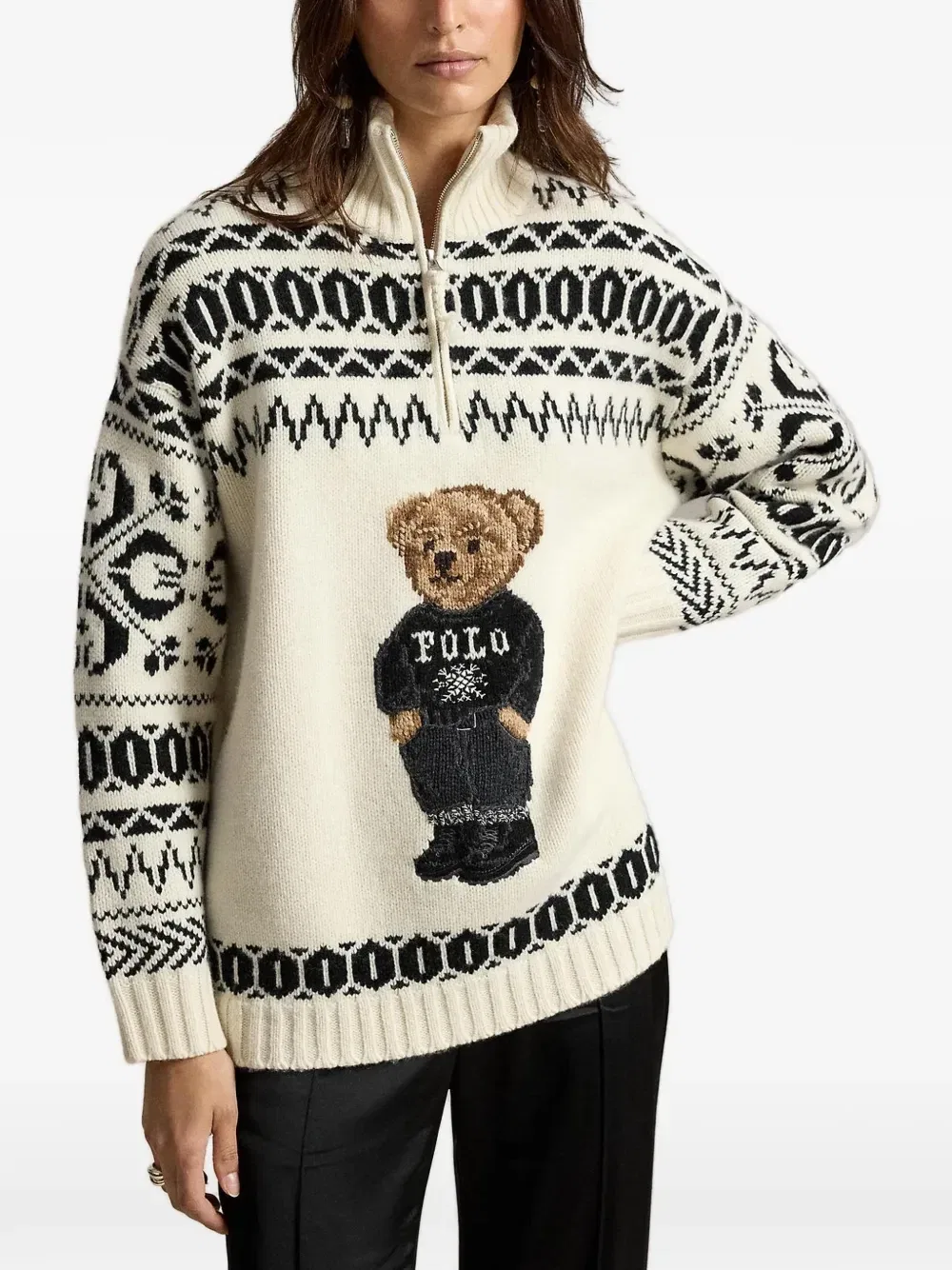 Свитер Polo Bear вязки интарсия POLO RALPH LAUREN, бежевый — фото 2