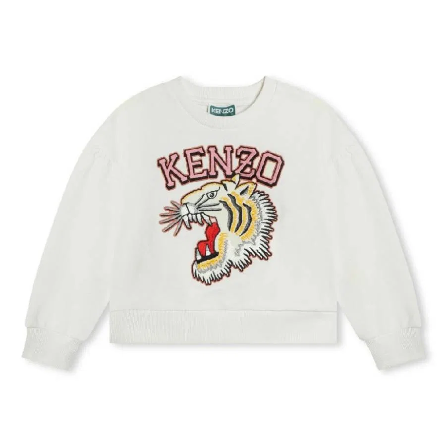 Свитшот с принтом Tiger Logo Girls Tiger Logo Cotton Sweatshirt Kenzo, Ivory