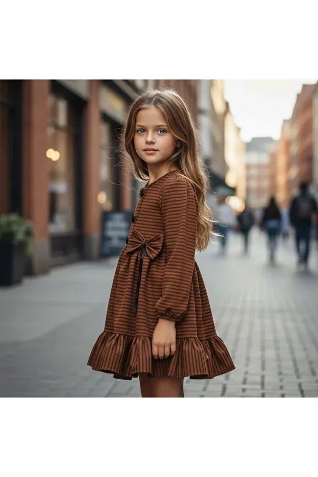 Детское платье для девочек с длинным рукавом Fesshera Kids, Brown