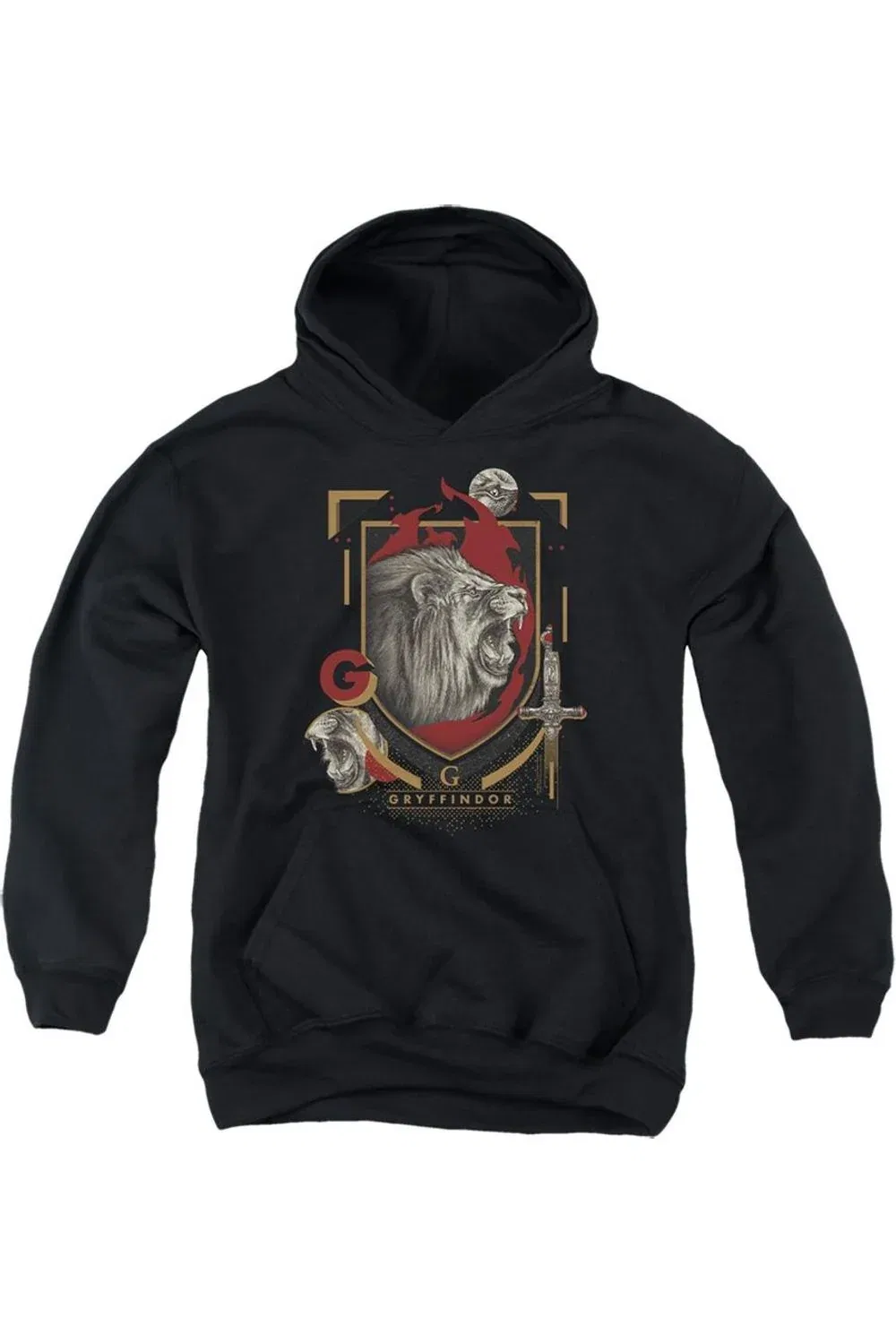 Детское худи с капюшоном Harry Potter Gryffindor Magicial Mischief Level Up Crest Gildan, черный