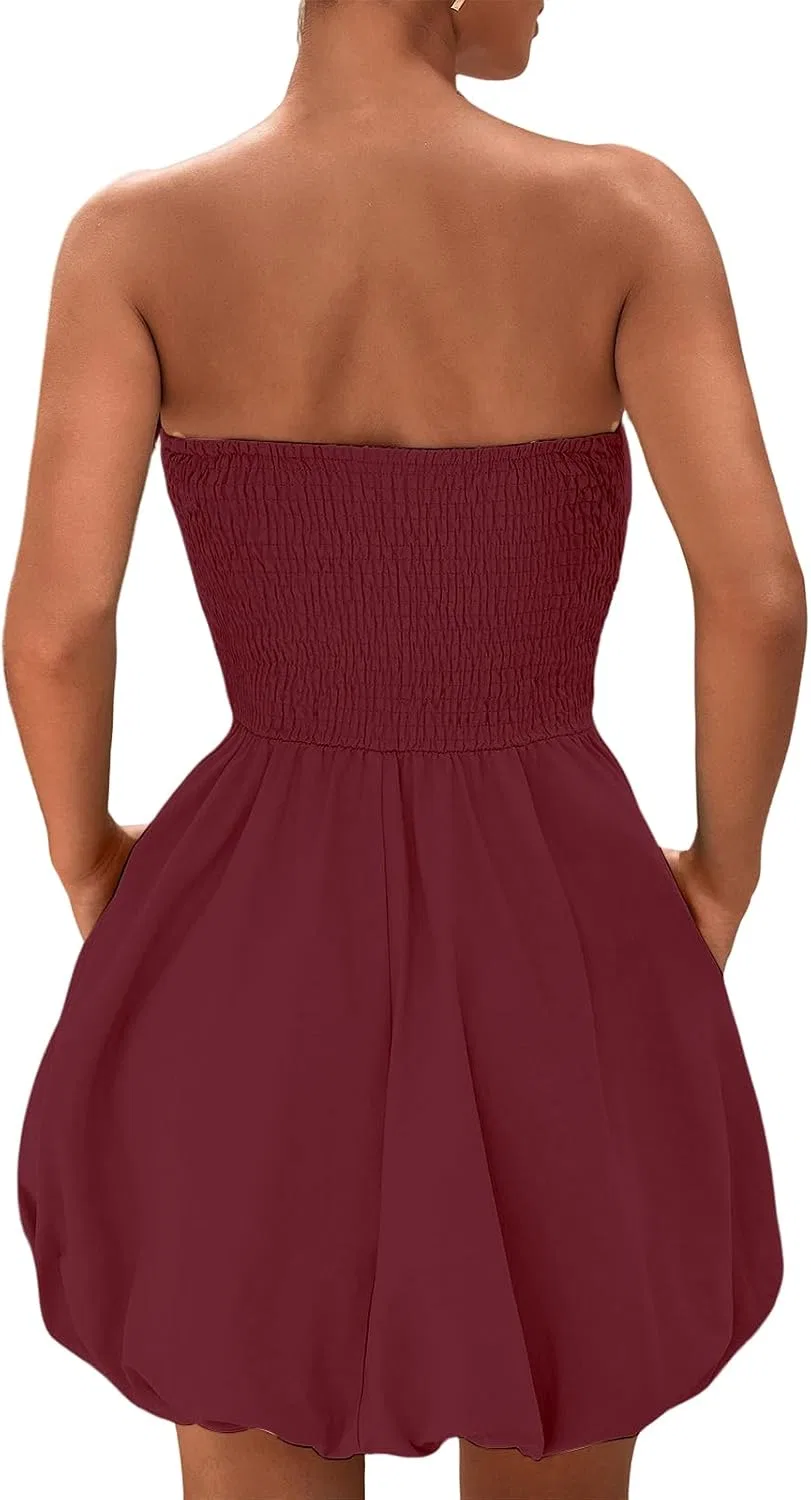 Женское мини-платье с воланами A-силуэта Wine Red — фото 2