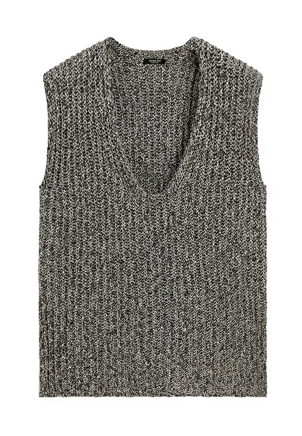 Топ хлопковый Polyester Massimo Dutti, dark grey, темно-серый — фото 4
