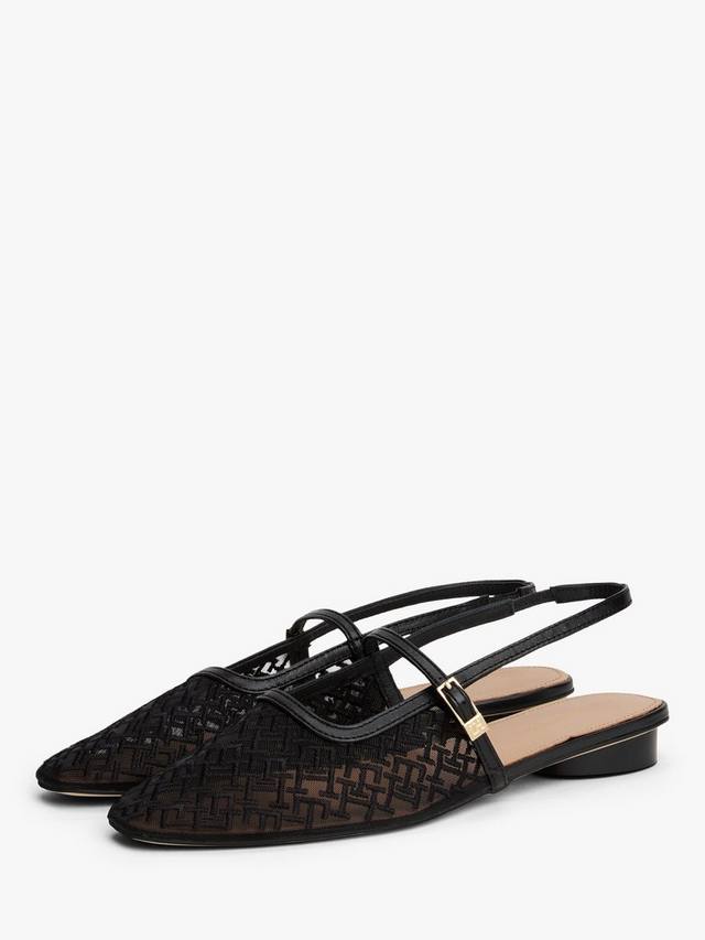 TH Monogram Slingback на каблуке-кitten из сетки Tommy Hilfiger, Black — фото 2