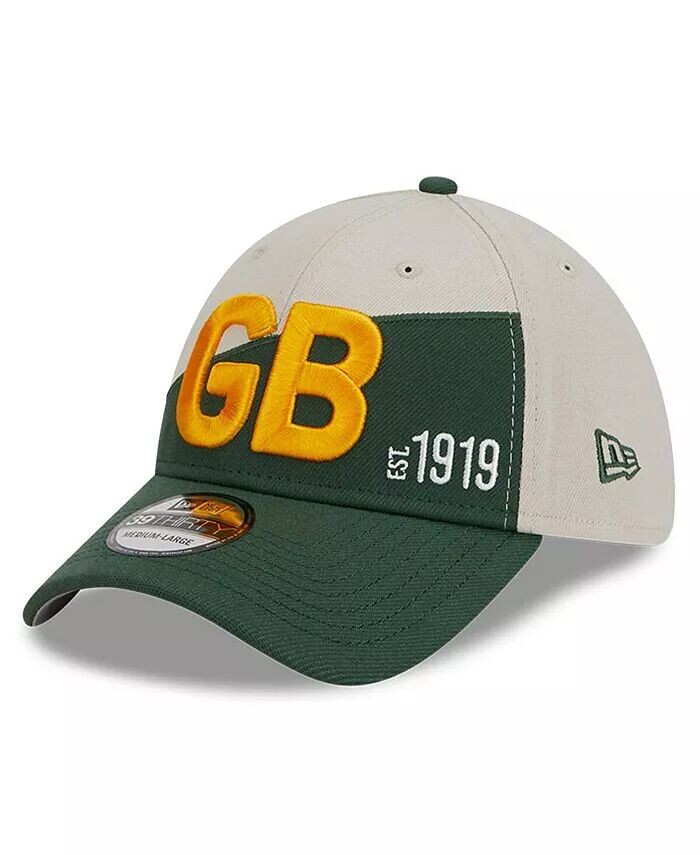 

Мужская кремовая, зеленая кепка Green Bay Packers 2023 Sideline Historic 39THIRTY Flex Hat New Era, слоновая кость/кремовый