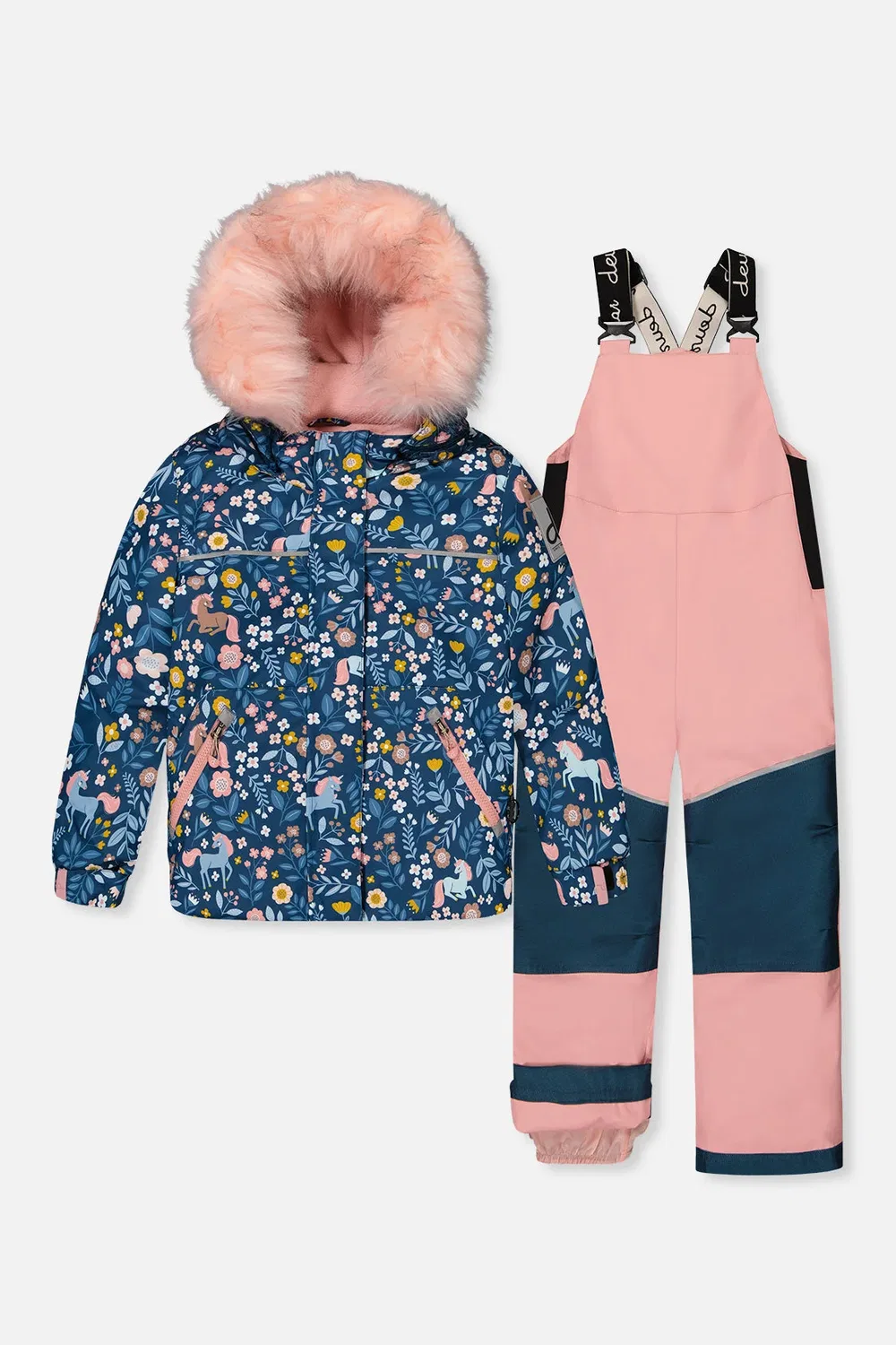 Детский комбинезон зимний с принтом единорога Deux par Deux, Blue and Pink Unicorn Print