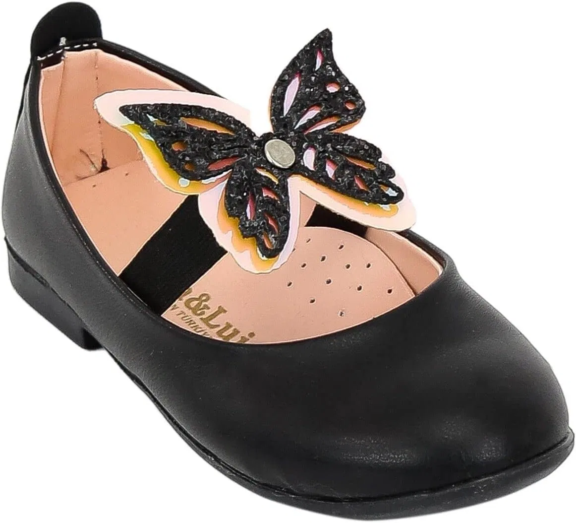 Детские туфли-балетки для девочек с блестками Mary Janes SIRRI, Black