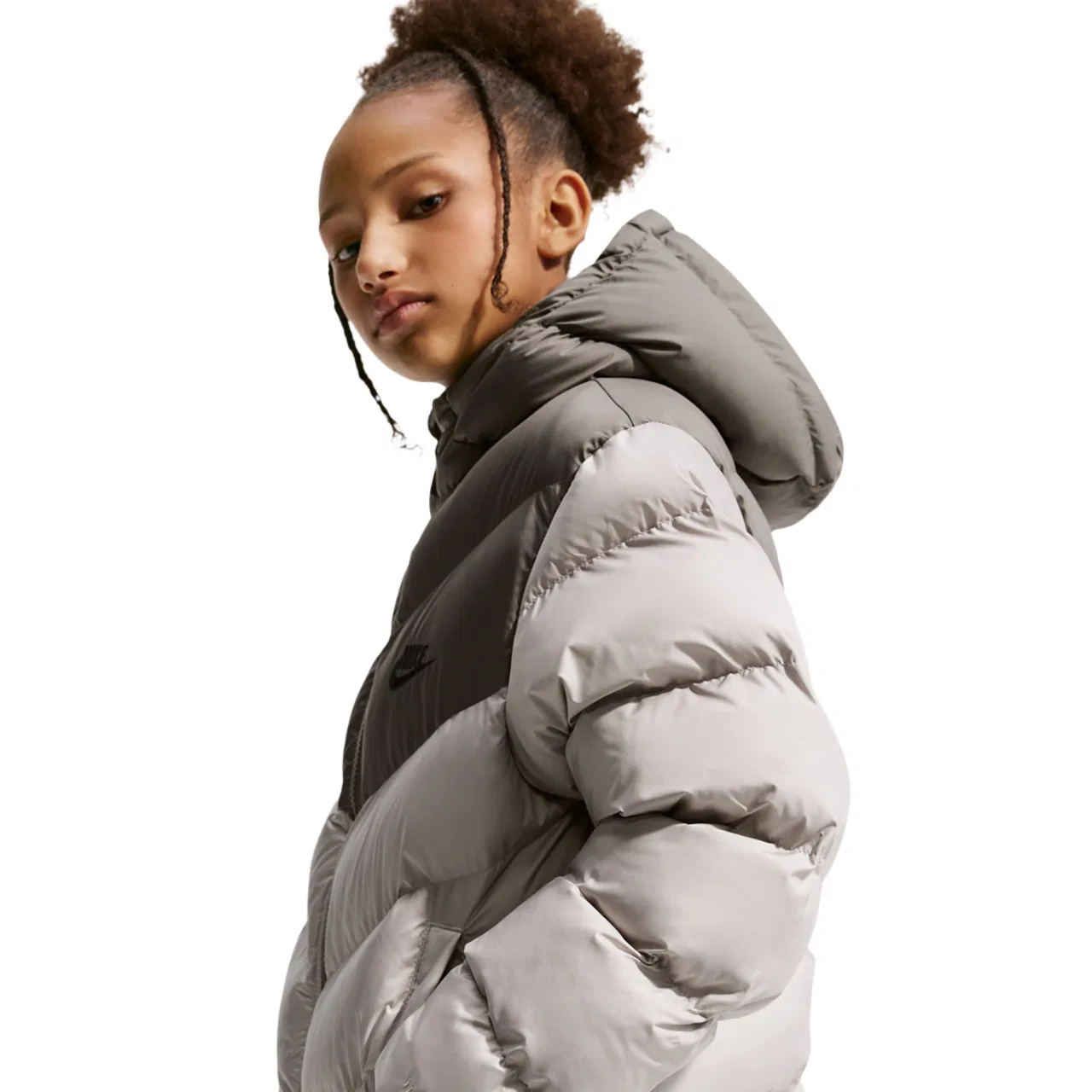 Детская куртка-пуховик для мальчиков с принтом Nike ADP Colorblock Puffer Jacket Nike, Cave Stone Moon Particle Black — фото 3