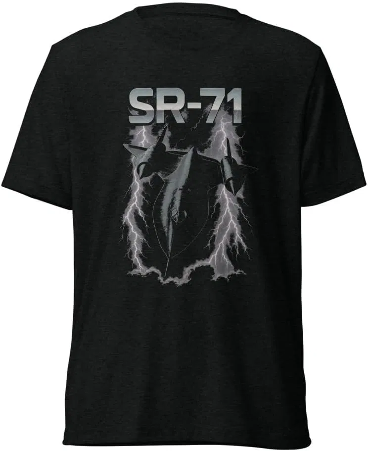 Мужская футболка с принтом SR-71 Blackbird Generic, Solid Black Triblend