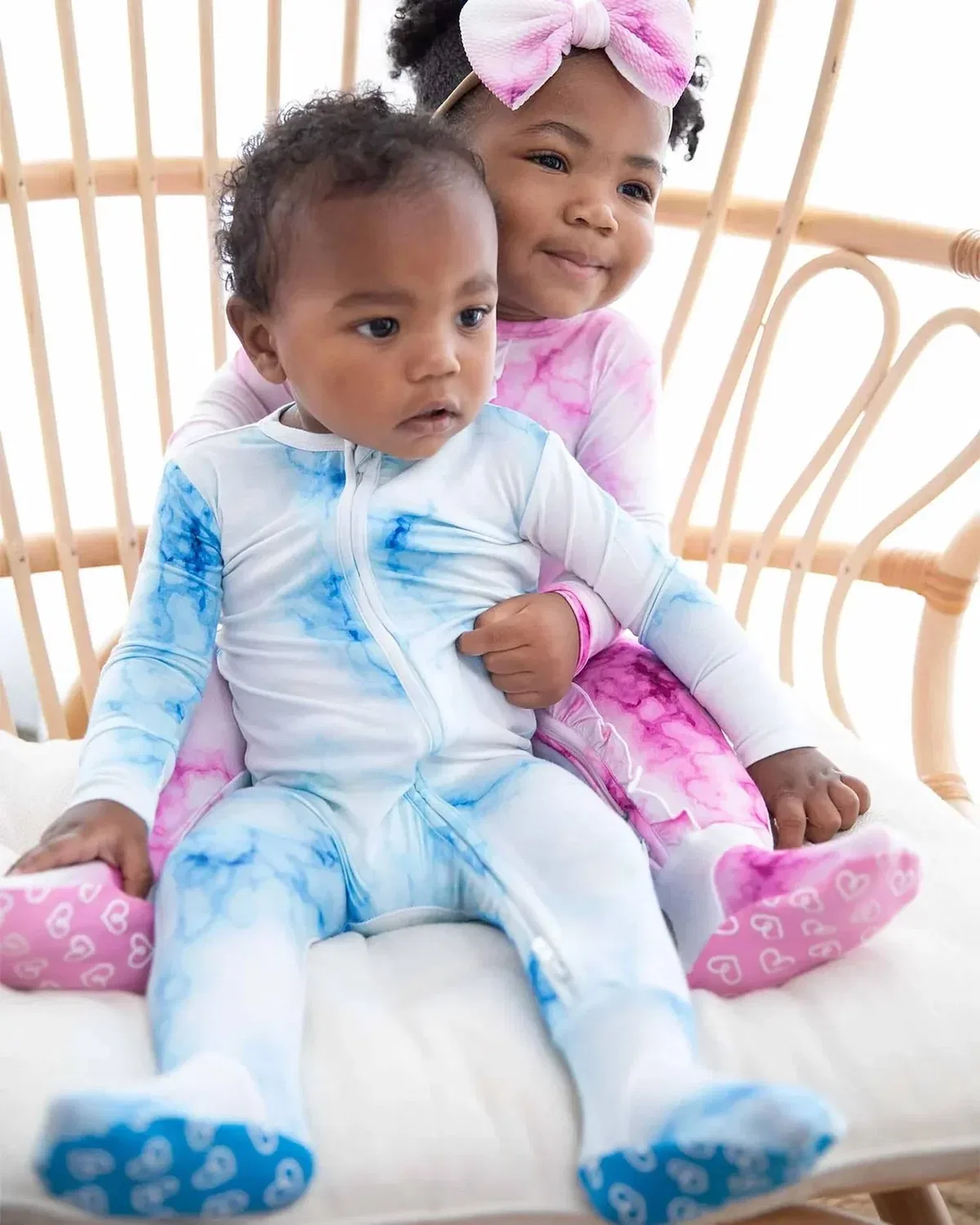 Детский боди-комбинезон с длинным рукавом и двойной молнией Milo Tie Dye Lev Baby, Blue Ice — фото 4