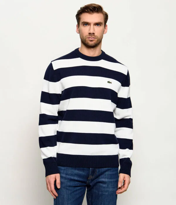 Мужской пуловер хлопковый Relaxed Fit Maglione Lacoste, Blu Marino