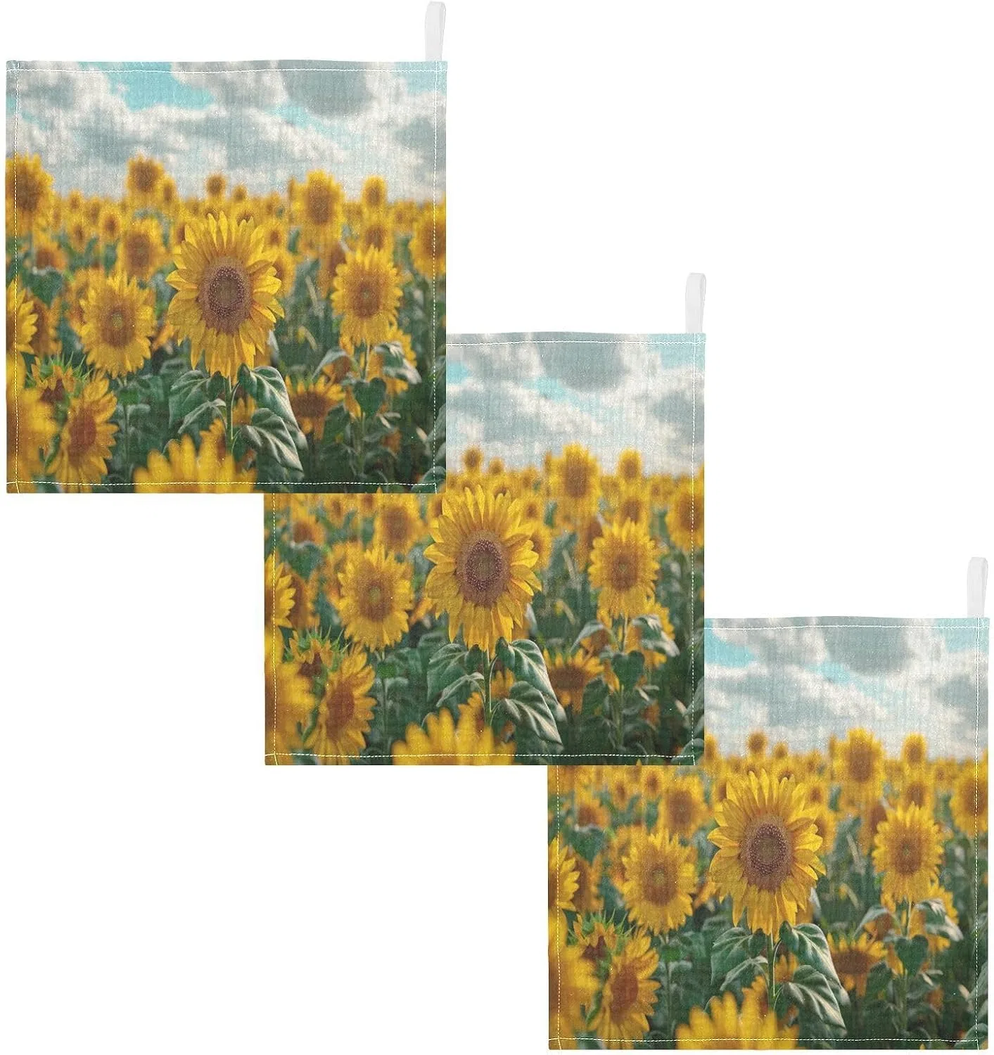 Мусселиновые мочалки для лица, JUMBEAR, 5 штук, 30x30 см, Подсолнухи