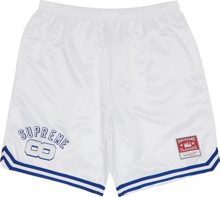 

Шорты Supreme x Mitchell & Ness Satin Basketball Short 'White', белый