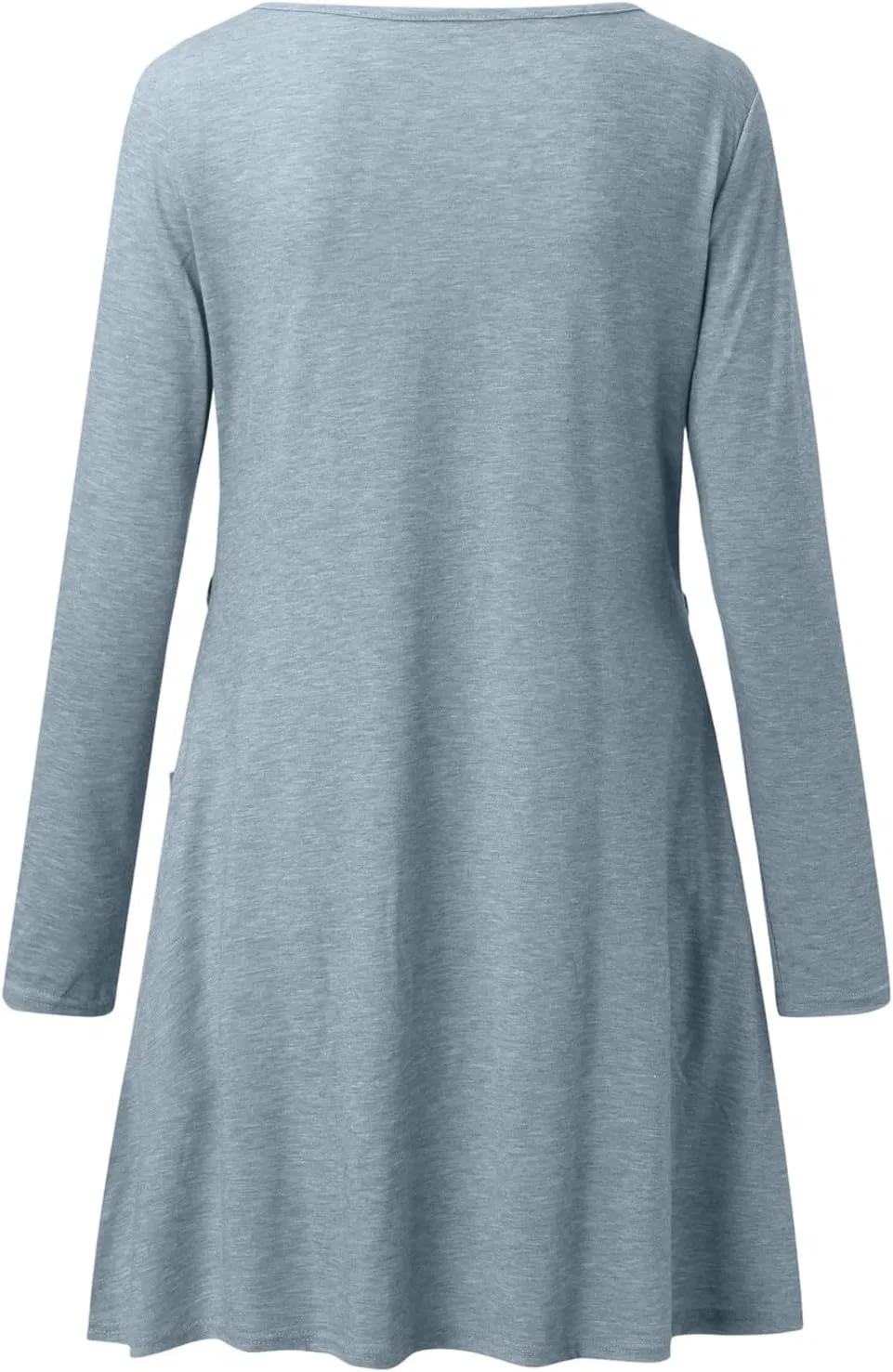 Женское платье-туника с карманами Casual Crew Neck, Light Blue — фото 4
