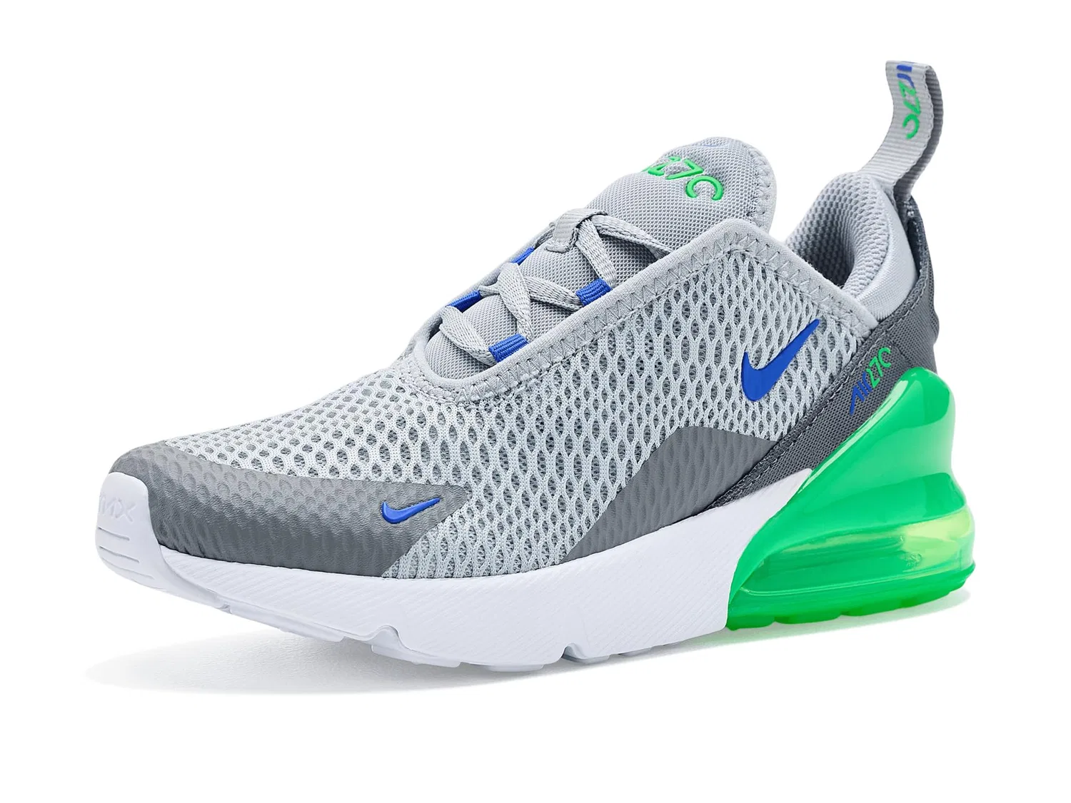 Кроссовки Air Max 270 (для маленьких детей) Nike Kids, Wolf Grey/Racer Blue/Smoke Grey/Green Spark