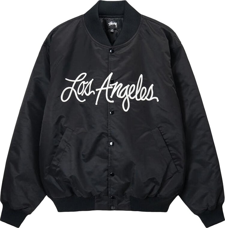 

Куртка Stussy LA Chapter Satin Varsity Jacket 'Black', черный