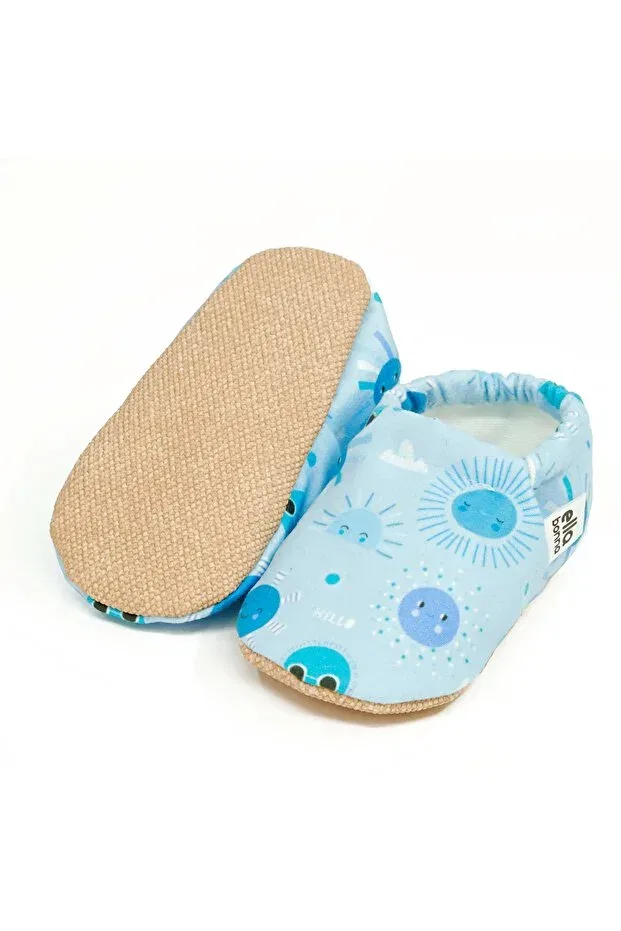 Детские пинетки с принтом Anti-Slip sole sky patterned baby booties Ella Bonna, Sky — фото 3
