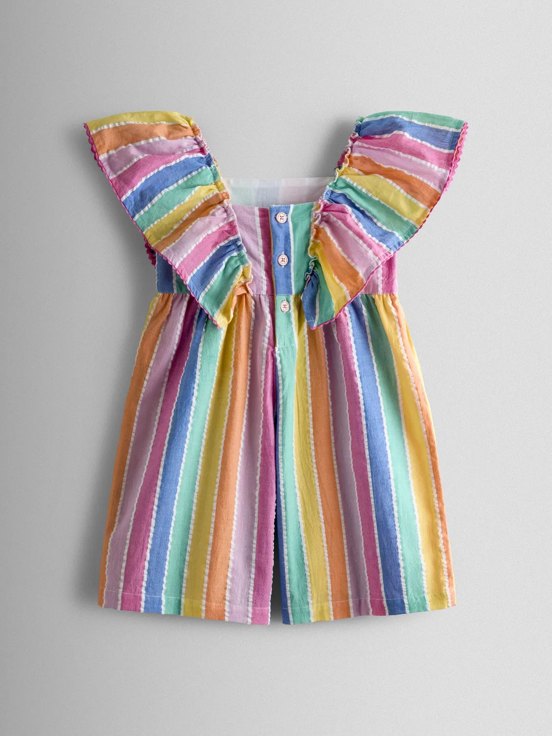 Комбинезон с воланами на плечах Rainbow Stripe Jojo Maman Bébé, розовый — фото 3
