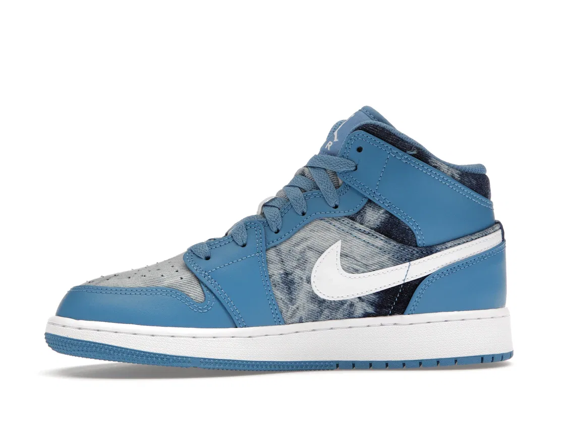 Детские кроссовки Lifestyle с принтом Jordan 1 Mid Washed Denim Jordan, Blue/White/Denim — фото 3