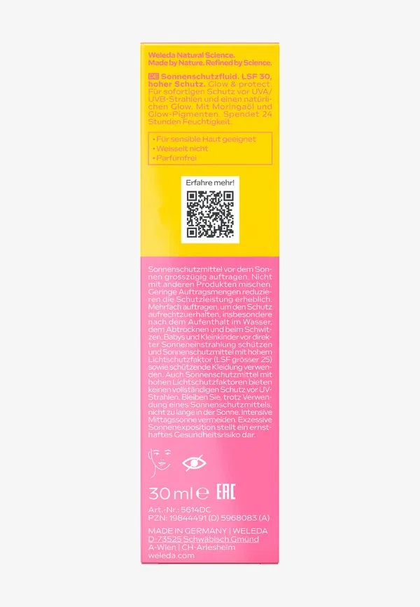 Солнцезащитное средство с SPF 30 Glowy uv fluid lsf Weleda 30 мл — фото 2