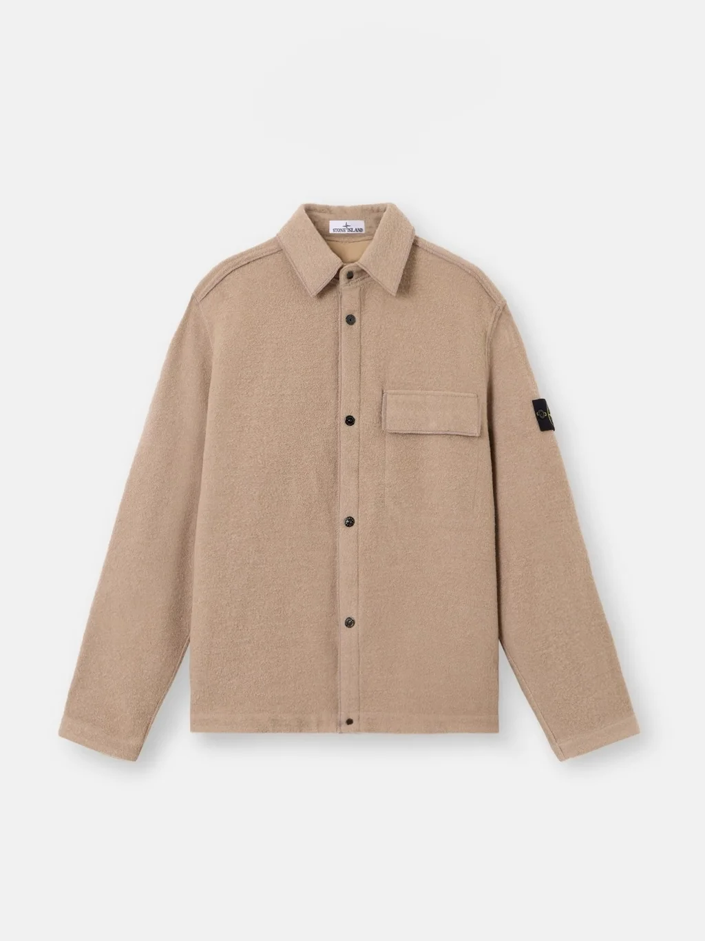 Мужская рубашка-куртка Stone Island Comfort-fit Snap-front With Chest Pocket, песочный — фото 2