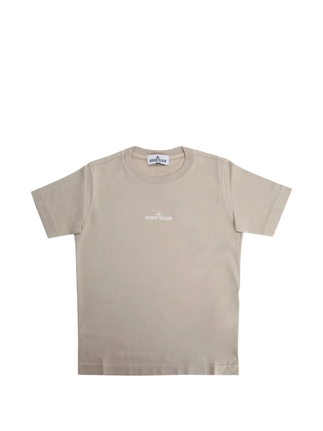 Футболка с коротким рукавом и логотипом Stone Island Junior, нейтральные цвета