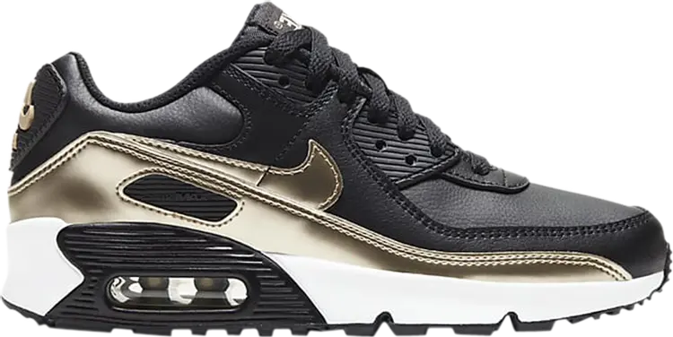 

Кроссовки Nike Air Max 90 LTR GS 'Black Metallic Gold Star', черный